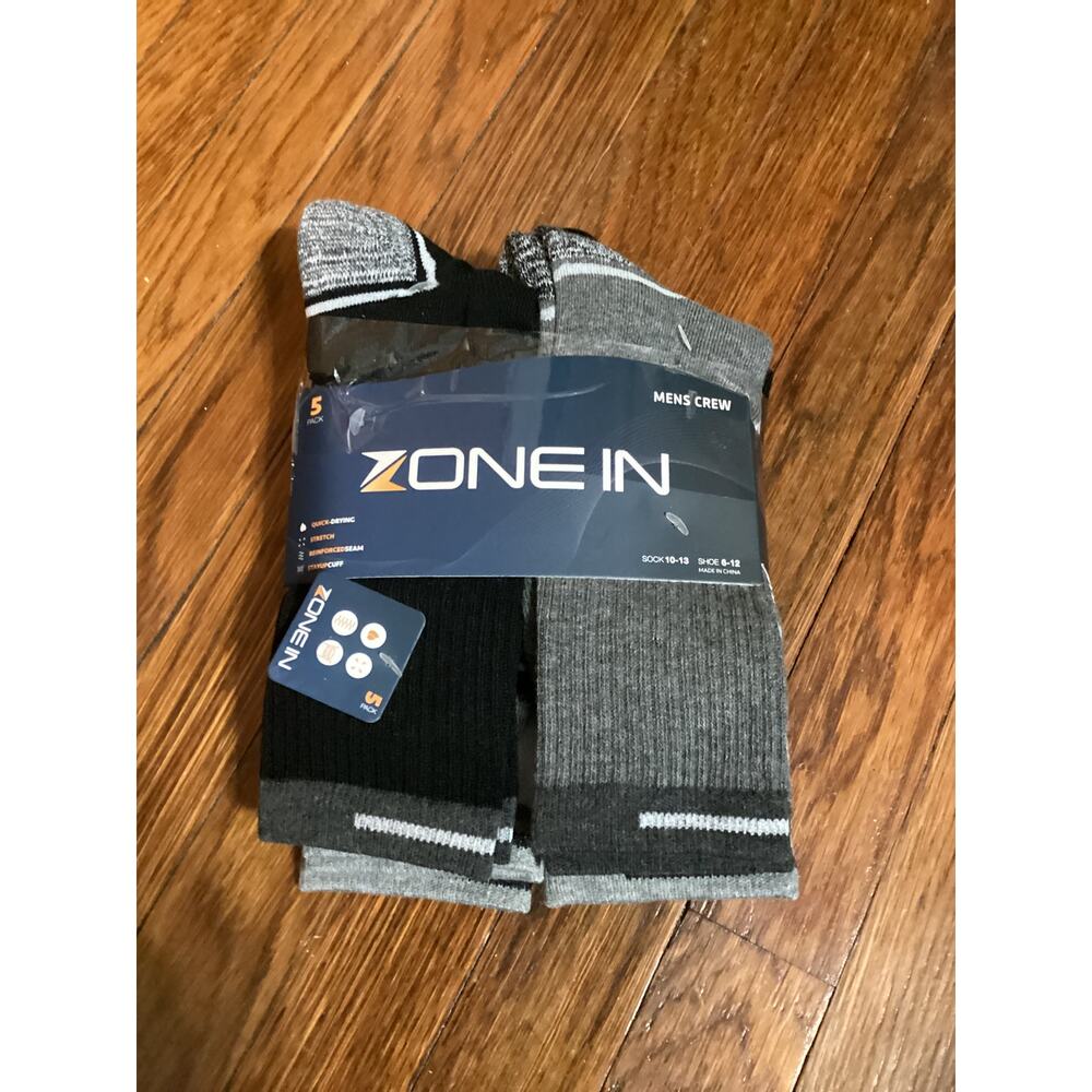 Zone In 5-Pack Men’s Crew Socks – Everyday Essential